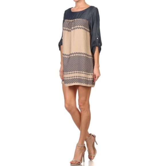 {Renee C}1M Left! Denim ColoredSleeved MiniDress - Picture 2 of 5